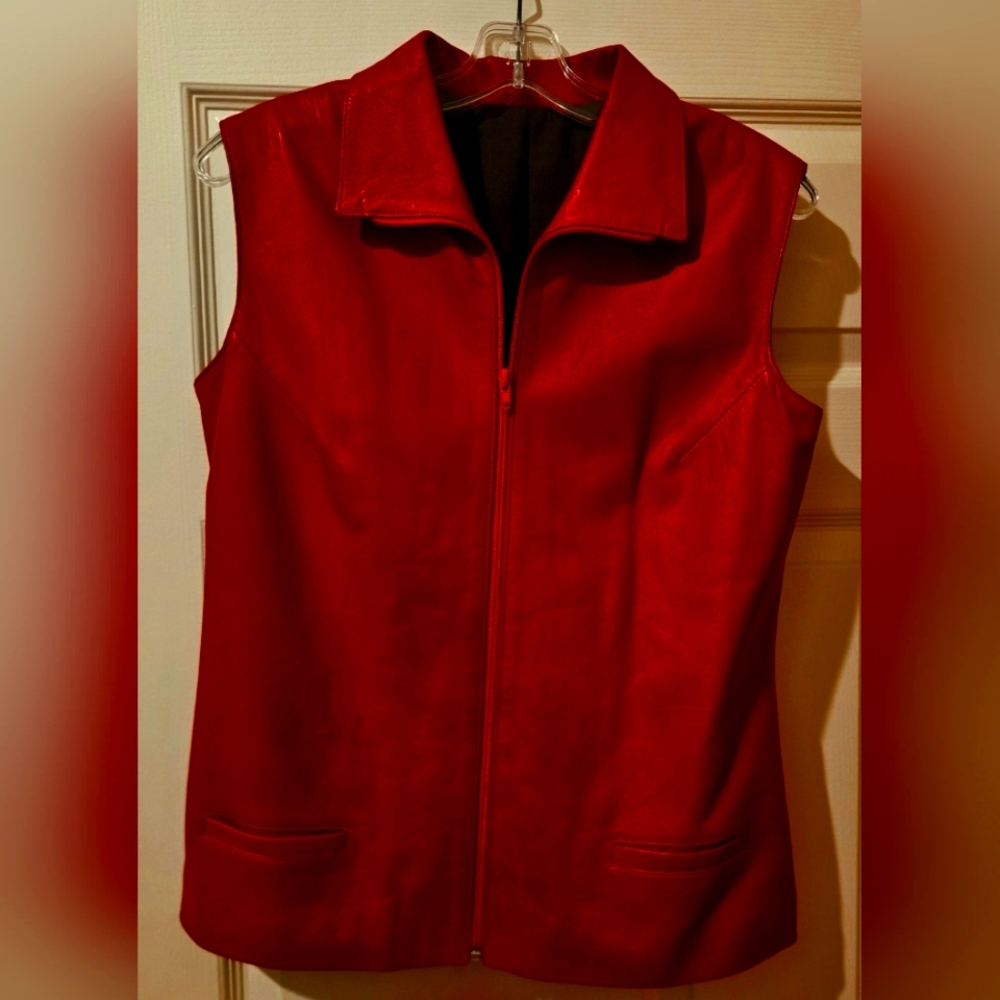 Red Italian leather vest